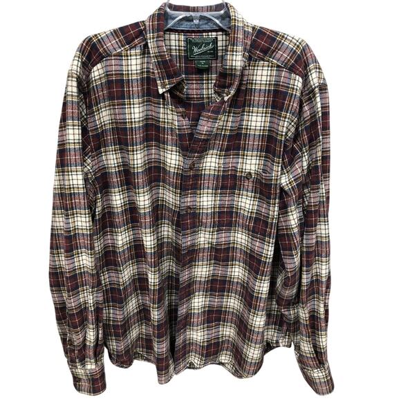 Woolrich Flannel Long Sleeve Button Down Shirt Multi Plaid Hiking Camp Men's XL - Picture 1 of 4